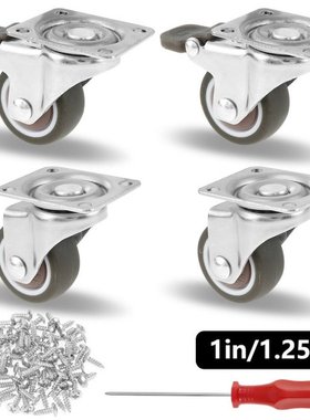 4pc Furniture Casters Soft Rubber Swivel Caster Quite Roller