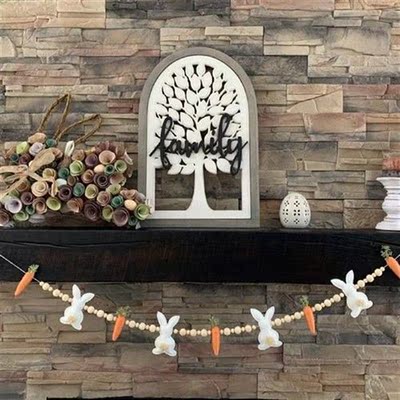 Easter Bunny Carrot Wreath Pendant String Spring Decorative