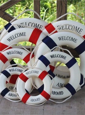 Welcome Aboard Nautical Life Lifebuoy Ring Boat Wall Hanging