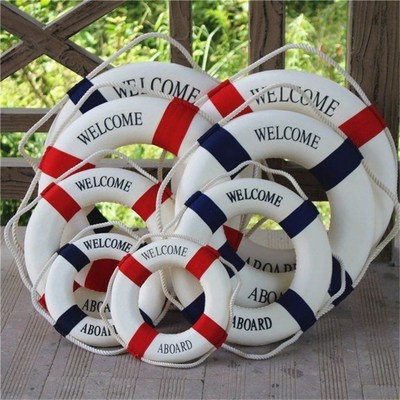 Welcome Aboard Nautical Life Lifebuoy Ring Boat Wall Hanging