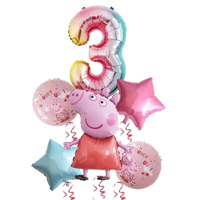 6pcs Peppa Pig color George Birthday Party balloon decor 1 2