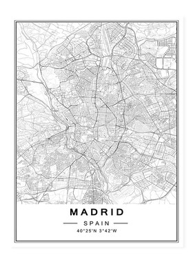 Minimalist Custom Made World City Maps Coordinate Black Whit