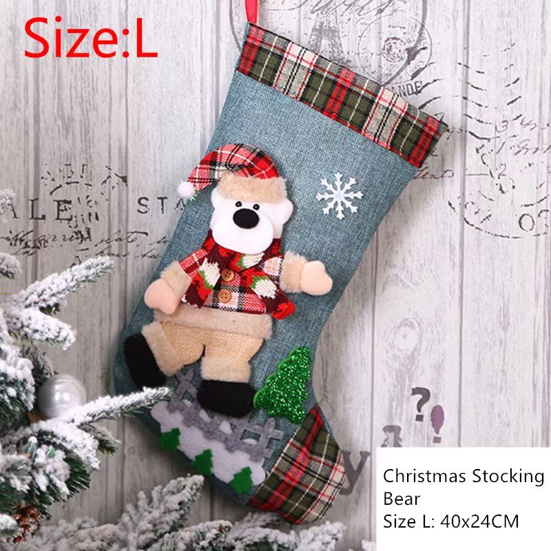 New Year Christmas Stocking Sack Xmas Gift Candy Bag Noel Ch