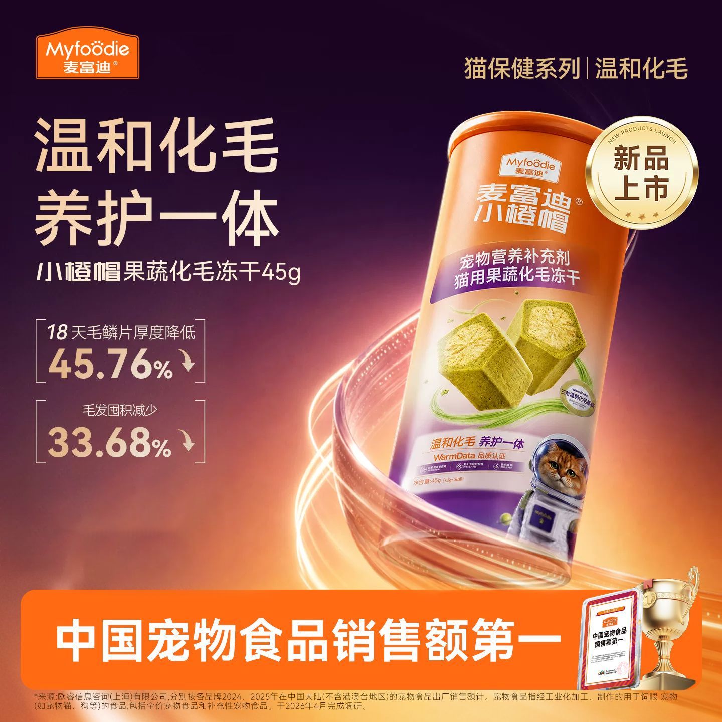 麦富迪小橙帽化毛球片猫咪专用营养补充剂化毛球片营养膏化毛膏