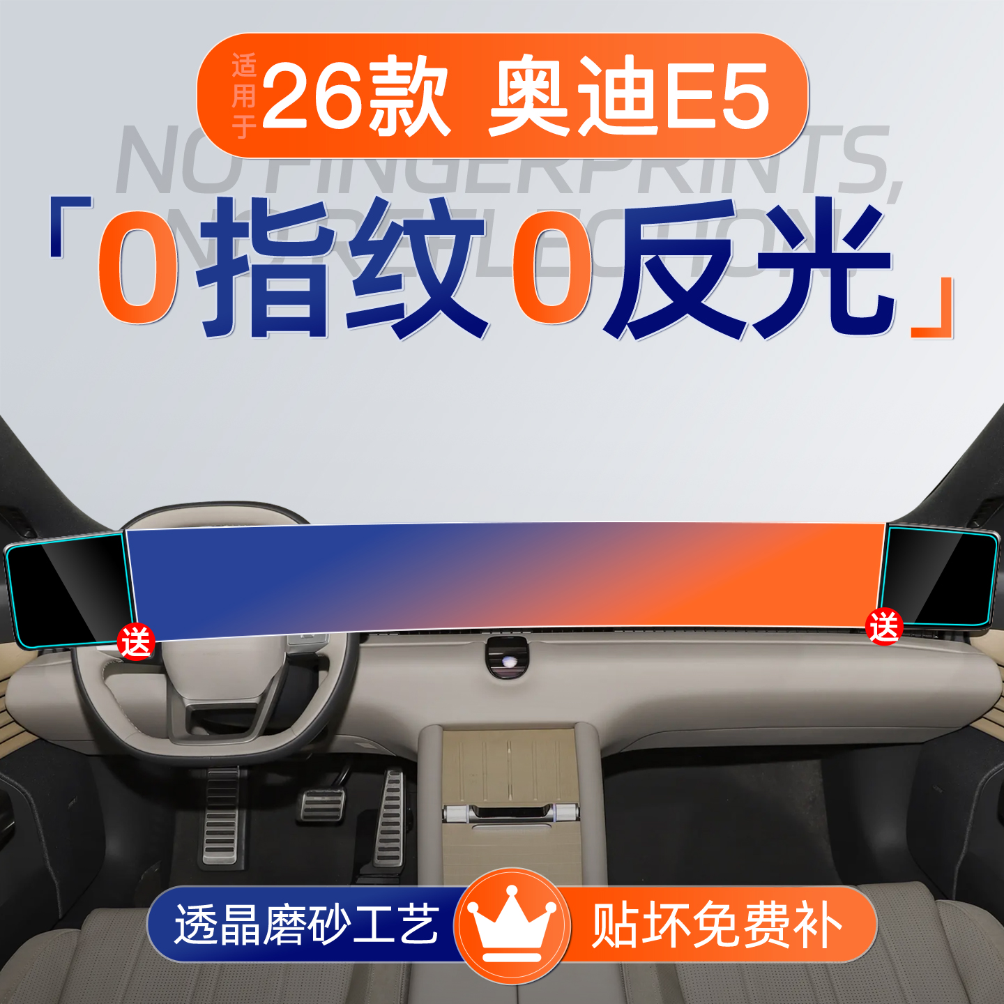 奥迪E5【磨砂钢化膜】无指纹