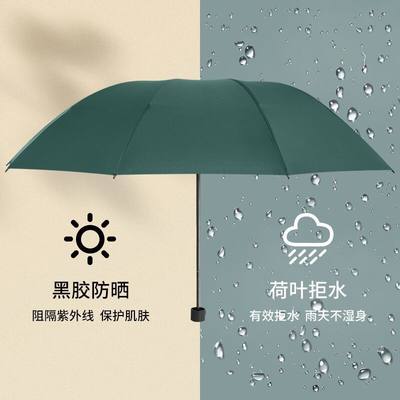 十骨加大雨伞大号折叠结实伞女晴雨两用伞黑胶防晒遮阳伞太阳伞男