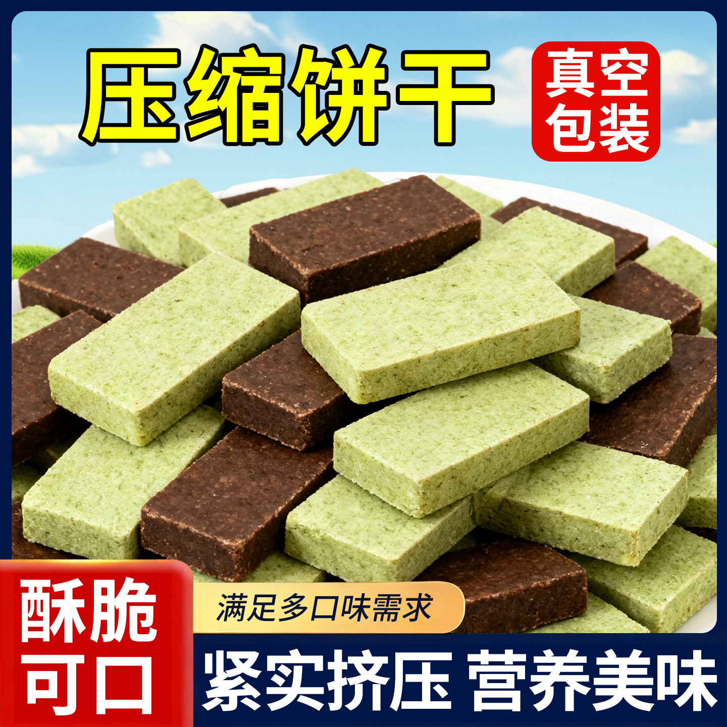 压缩饼干抹茶黑曲奇代餐饱腹零食应急干粮储备长期食品官方旗舰店