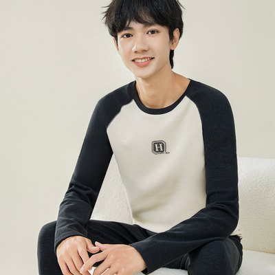 发热衣男士新款德绒发热青少年秋衣卫生裤套装中学生卫生衣卫生裤