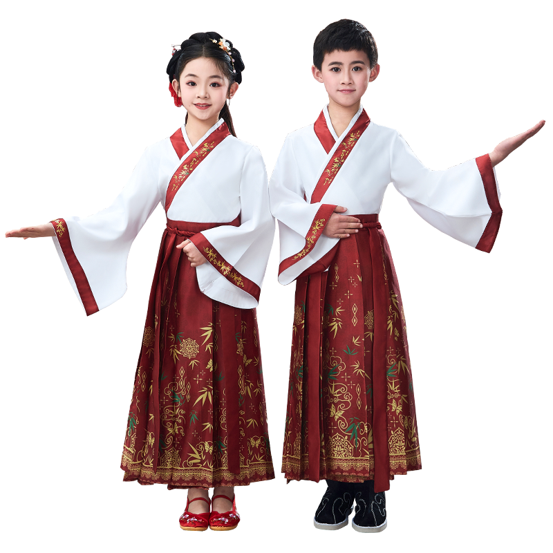 马面裙女童2024新款儿童汉服春夏中国风套装男童演出服小女孩唐装