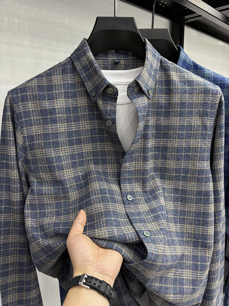 BOZZ BURY~穿搭不重样！双面磨毛衬衫男长袖潮流休闲纯棉格子衬衣