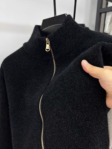 BOZZ BURY~质感很高级！雪尼尔开衫毛衣男秋冬加厚立领针织衫外套