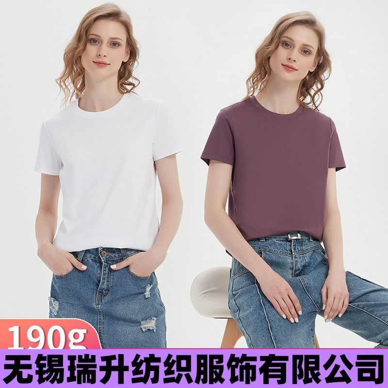无锡瑞升纺织服饰有限公司2025高端190g高支双面液氨丝光棉t恤女