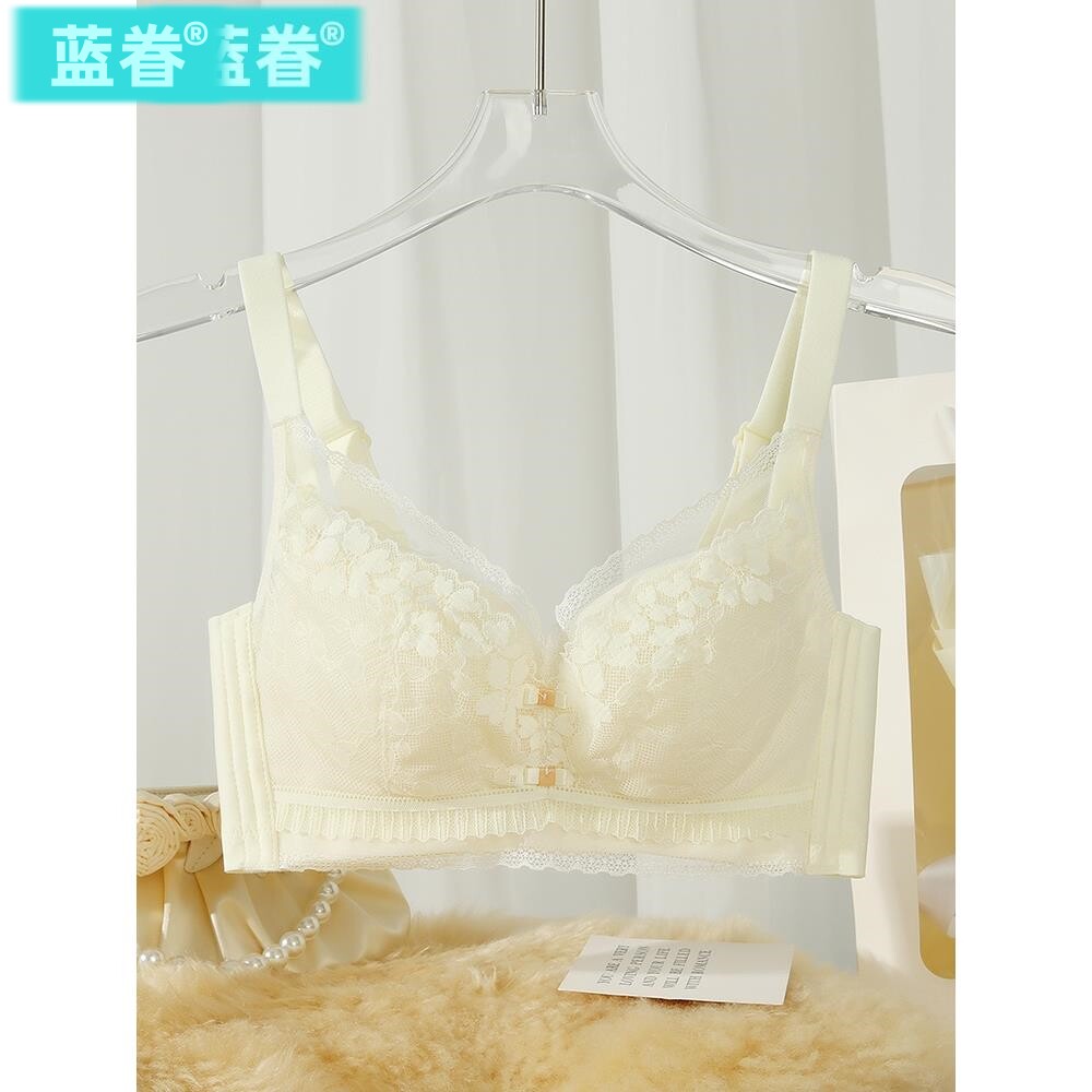 内衣女士薄款小胸聚拢蕾丝无钢圈大胸显小收副乳防下垂文胸罩夏季