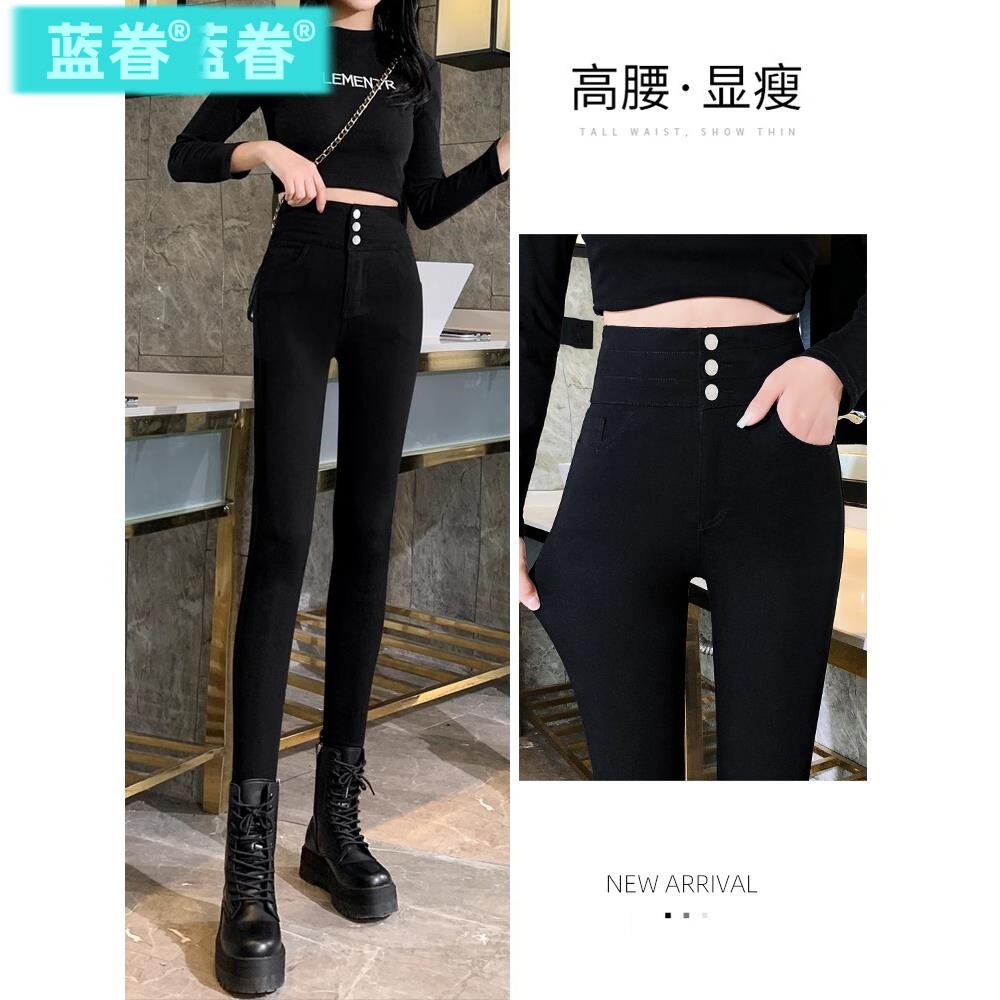 打底裤女春秋夏外穿2025新款高腰薄款紧身黑色弹力铅笔小脚黑裤子