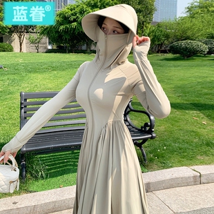 防晒衣女夏季2025新款长款修身防紫外线冰丝罩衫防晒服女收腰长裙