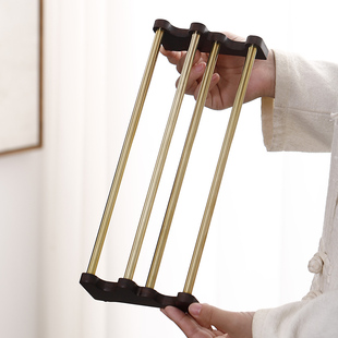 中式铜木茶杯架实木茶具收纳建盏杯架茶道置物架多层沥水架茶配件