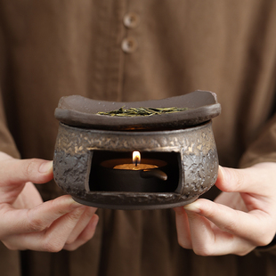 日式温茶炉蜡烛加热烛火陶瓷温酒器底座高端精致粗陶暖茶煮茶花茶