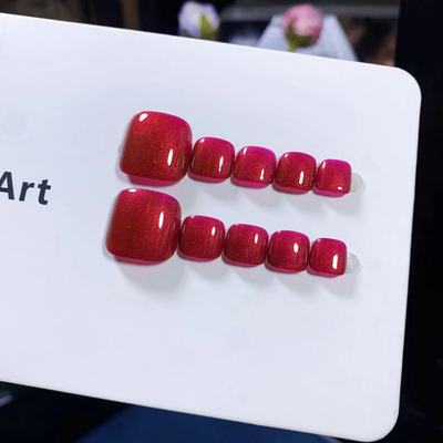 流沙红纯手工脚部穿戴甲脚趾甲2025新款脚指甲片高级感显白【84】