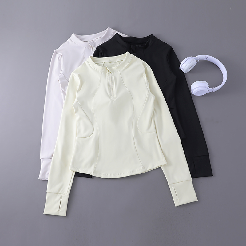 跑步训练运动长袖半拉链健身房穿搭修身显瘦瑜伽服骑行立领外套秋