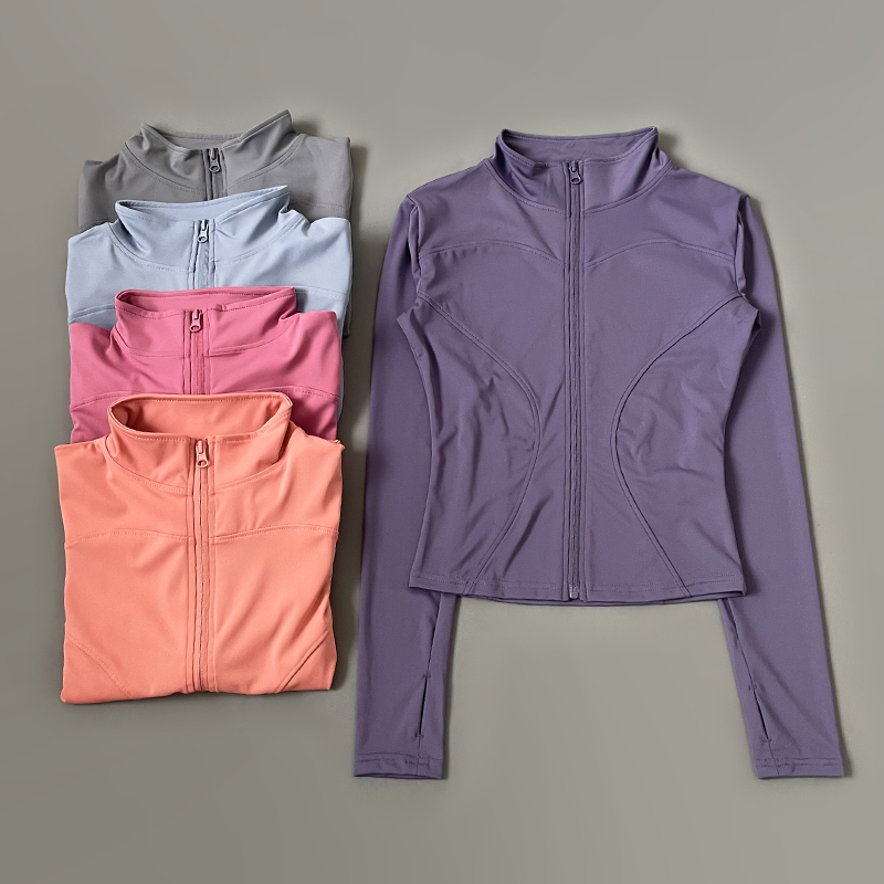 外套女户外跑步长袖速干显瘦弹力服立领拉链休闲立领休闲显瘦上衣