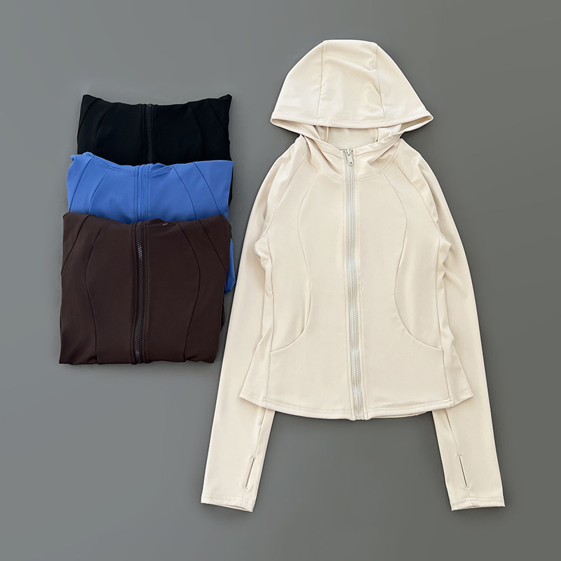 裸感瑜伽服外套女拉链开衫连帽跑步运动健身服夹克上衣长袖瑜伽服,运动服/休闲服装,健身衣,淘宝优惠券,粉丝福利购,淘宝优惠卷