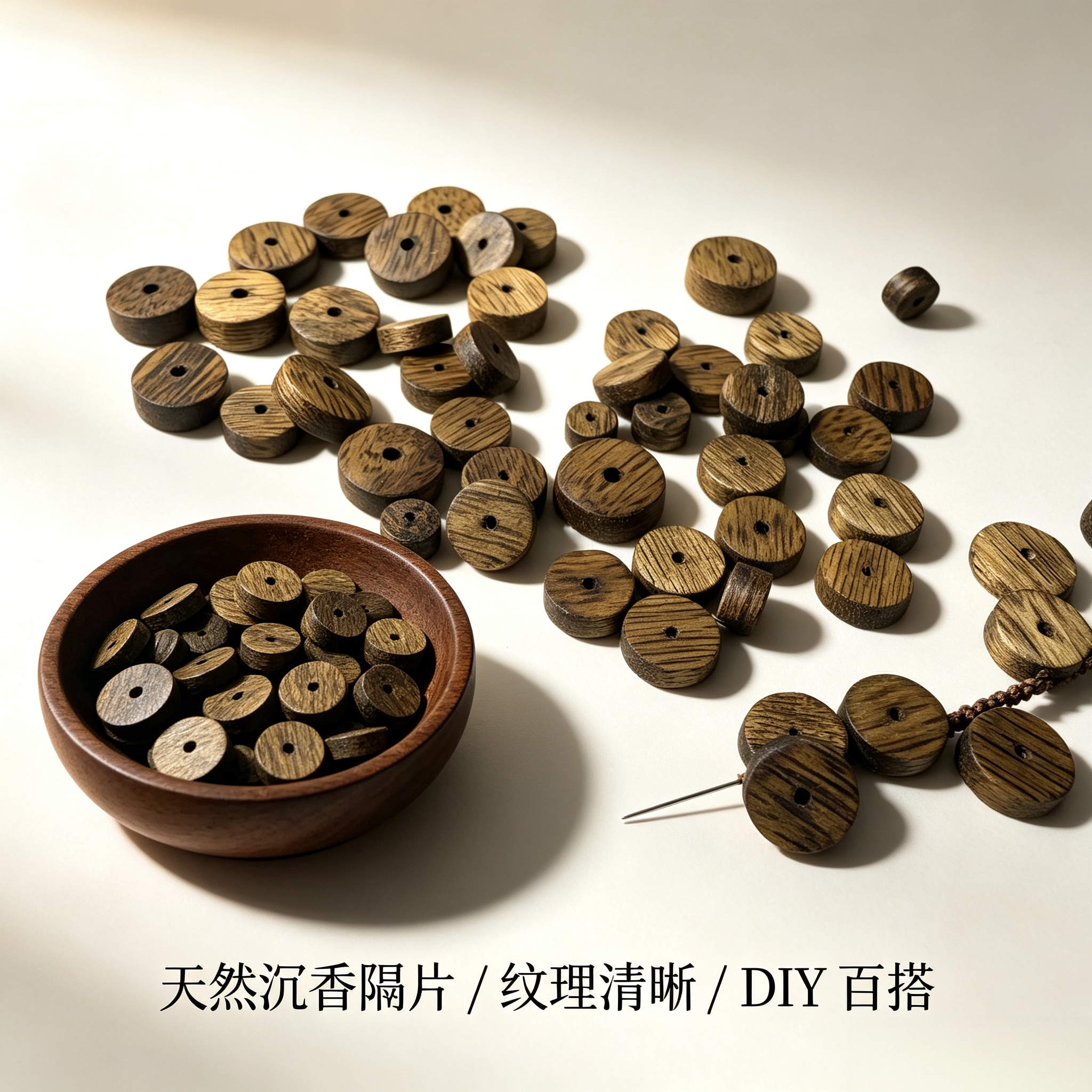 天然沉香直切圆形隔珠保真