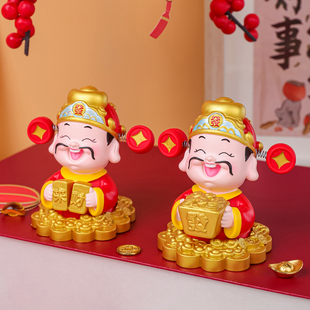 来财财神爷摆件高档办公室桌面工位玄学小摆件创意家居玄关装饰品