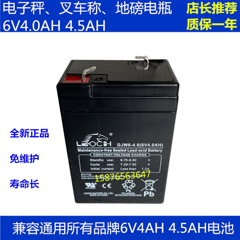 诺力耀华飞亚电子秤地牛蓄电池6V4AH 电子秤重叉车电瓶DJW6-4电池