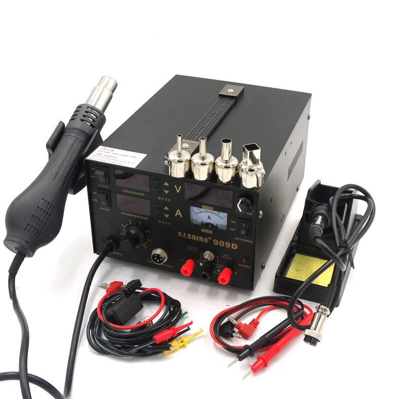 赛克909D热风枪拆焊台手机维修电源三合一 多功能热风枪烙铁焊台