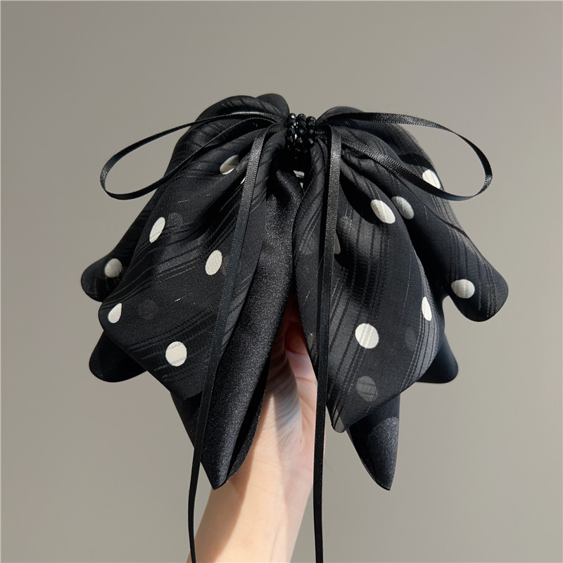 兔小洁新款高级感黑白波点蝴蝶结飘带马尾抓夹简约后脑勺夹子头饰,饰品/流行首饰/时尚饰品新,发饰,淘宝优惠券,粉丝福利购,淘宝优惠卷