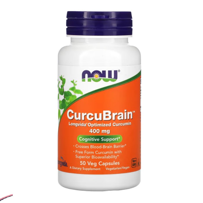 foods CurcuBrain 姜黄素认知帮助 400 毫克 50 粒素食胶囊 - 实物图