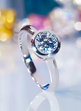 莫桑钻简约大气单钻泡泡戒指