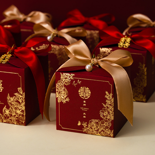 喜糖盒子2026新款高级结婚糖盒简约中式婚礼伴手礼盒糖果盒空盒子