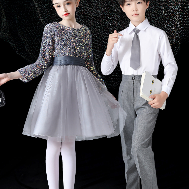 儿童合唱服演出服中小学生大合唱主持人礼服合唱团诗歌朗诵表演服