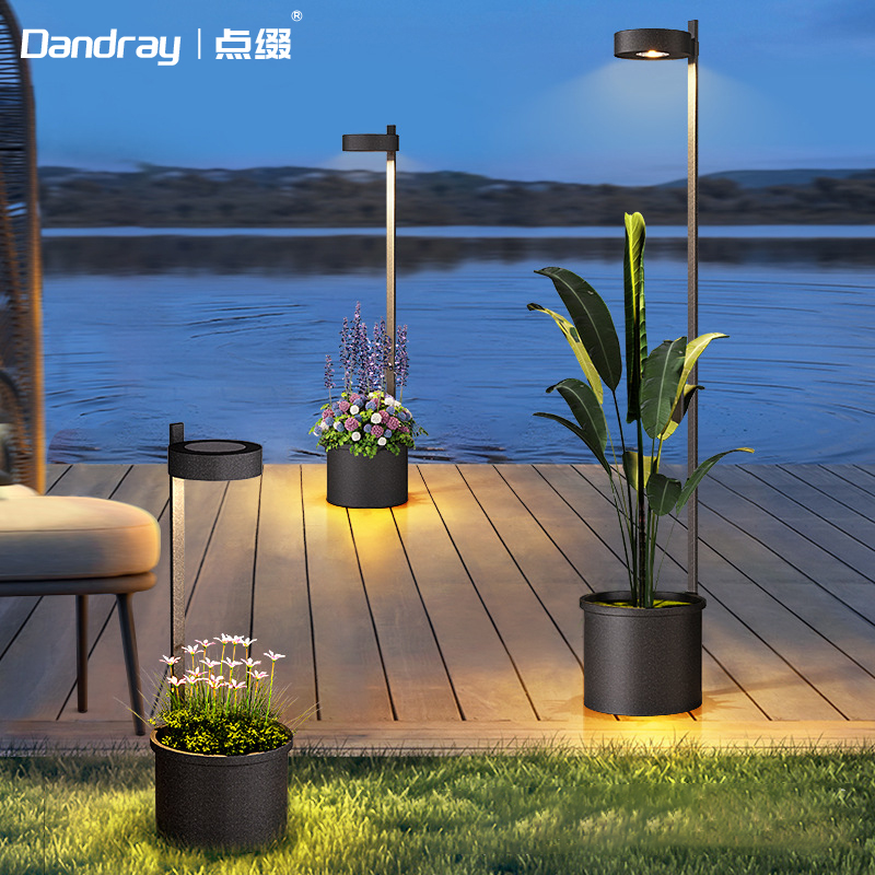 草坪灯户外防水太阳能花盆灯家用庭院灯院子装饰灯户外花园落地灯