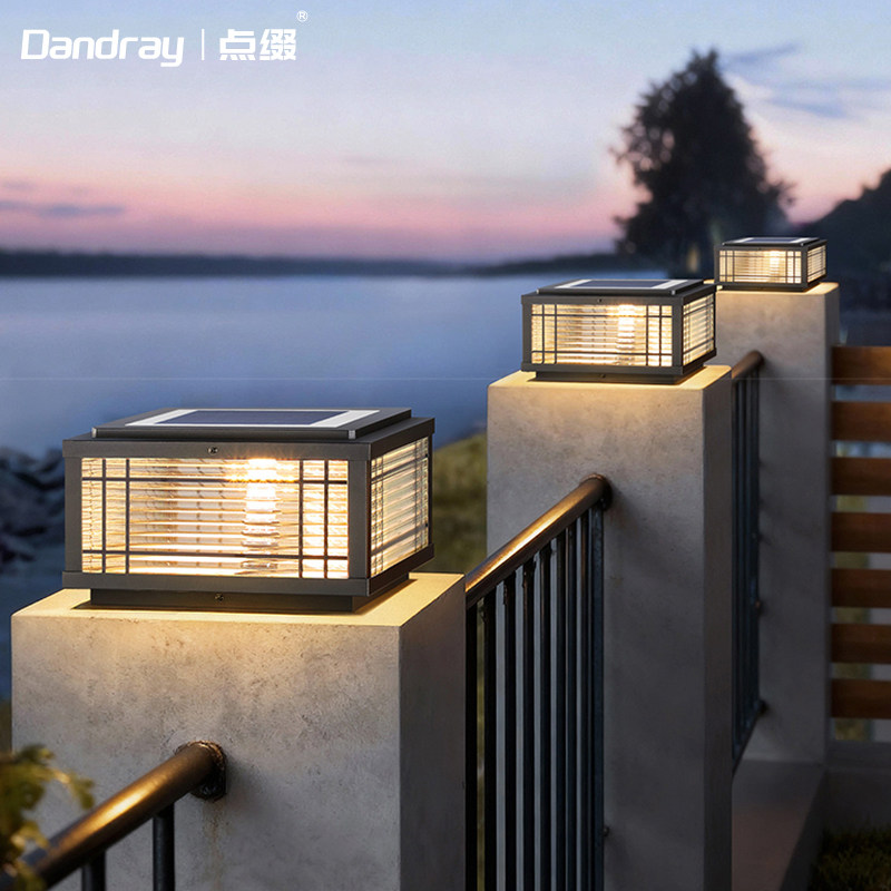 柱头灯太阳能大门两侧围墙柱子庭院灯户外别墅门柱院墙立柱墙头灯