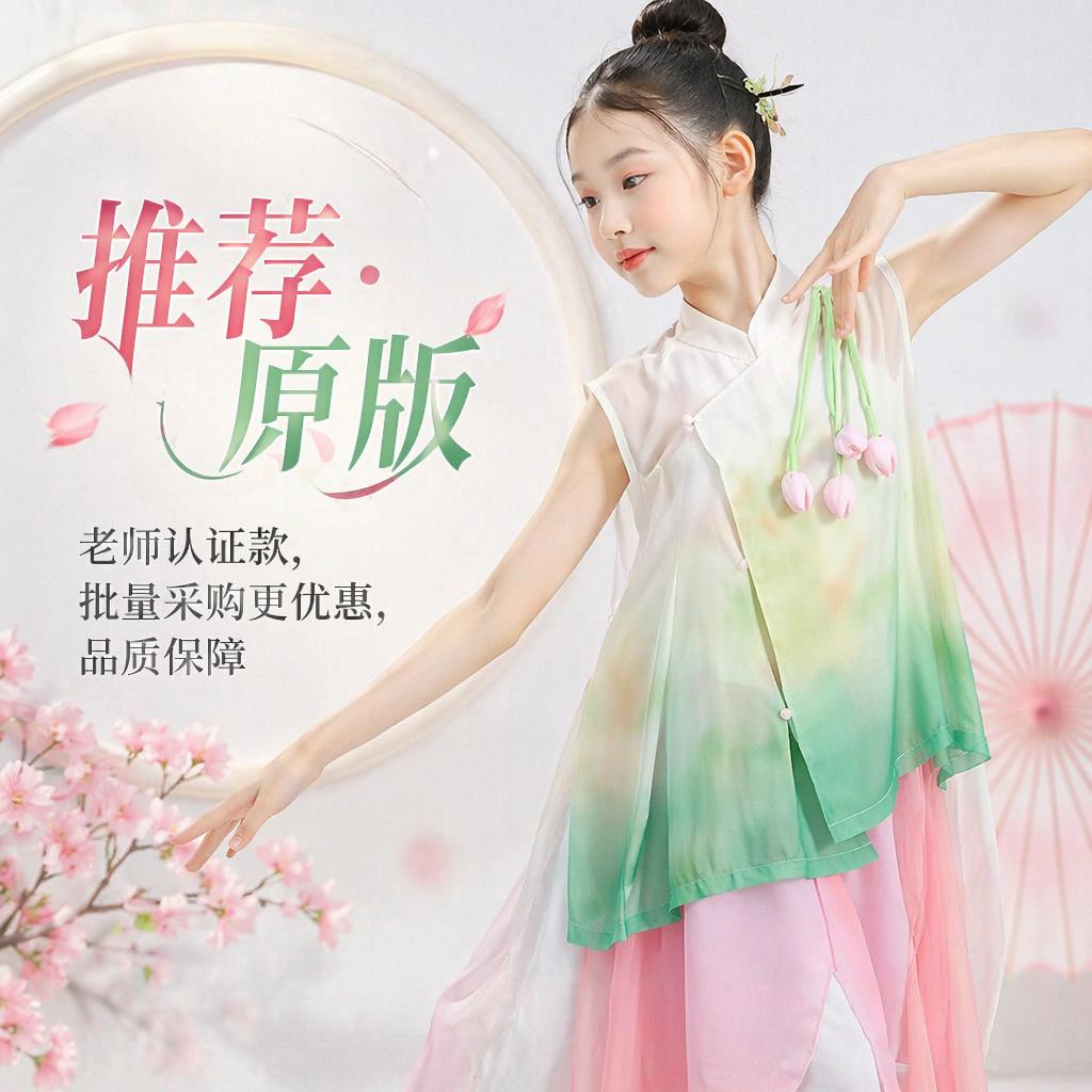 儿童中国风古典舞表演练功服女童郁金香立春伞扇子舞演出服艺考服