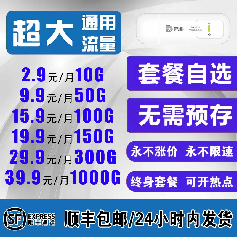 纯流量上网卡无线限联通移动电信流量包年卡随身wifi无线网卡 4g5g无通话无需预存套餐包年卡全国通用高性价比高么？