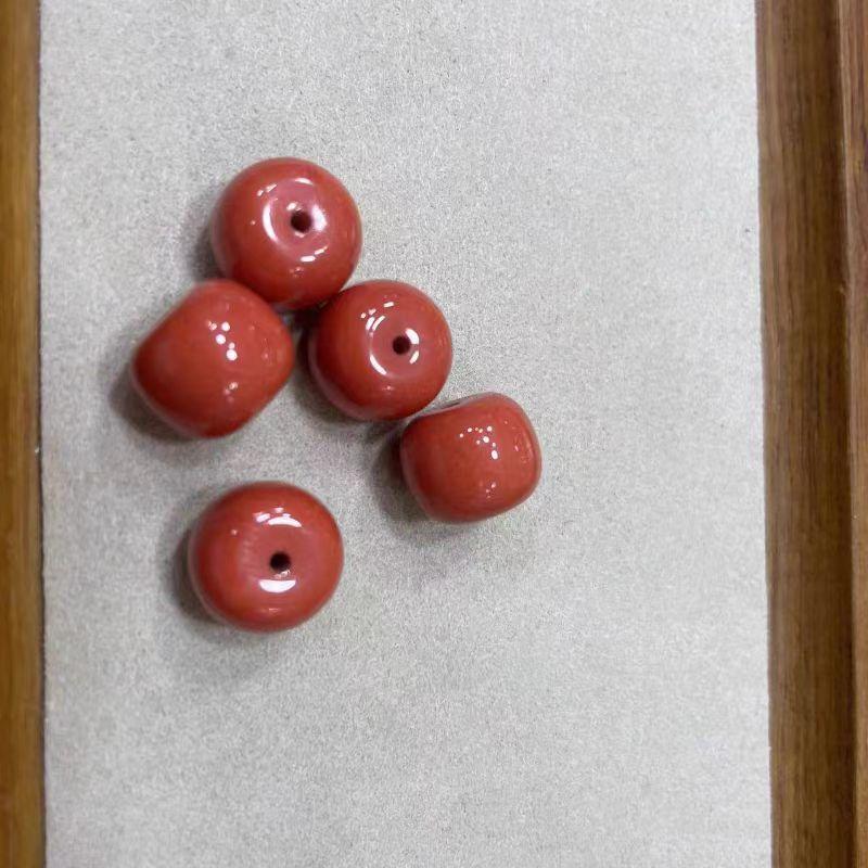 台湾宝石陌陌橘红色单珠手串