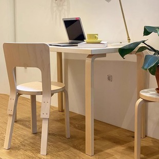 mokamoka中古实木餐椅artek简约小户型椅子家用经典设计靠背凳子
