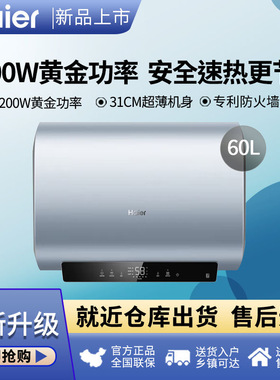 Haier/海尔 EC6003HD-BK1SEU1扁桶双胆电热水器一级能效镁棒免换