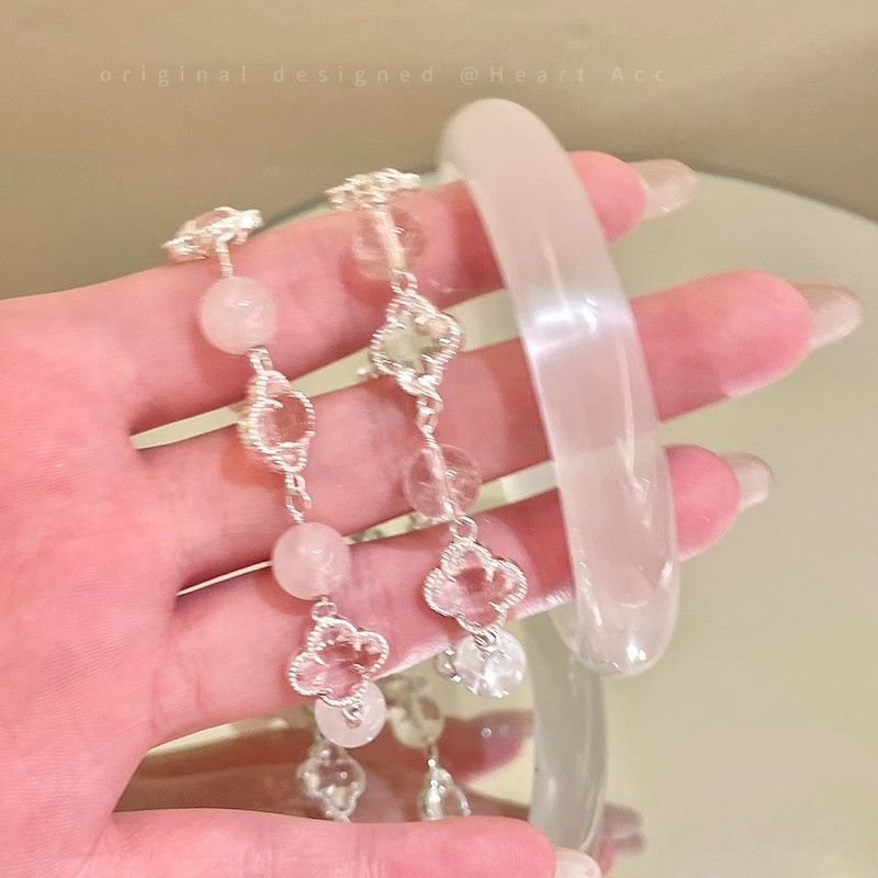 清冷感水晶串珠手链女四叶草串珠手链轻奢高级感手镯小众气质手饰