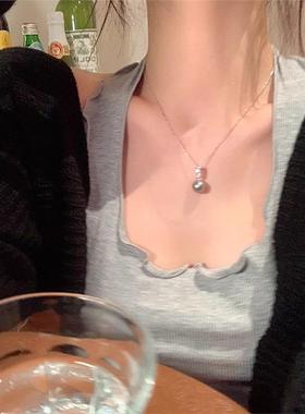 【蜜桃茶】简约灰色珍珠