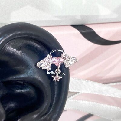 hellopuppy挂坠爱心翅膀耳骨钉钛钢甜酷辣妹超闪重工少女感甜美系