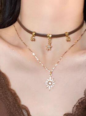 FANTAI美拉德太阳星星双层项链女复古秋冬甜酷辣妹个性小众高级潮