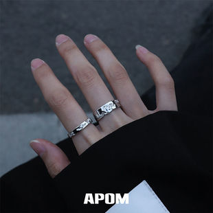 韩版破碎的理论二代/原创925戒指不掉色小众男女高级情侣对戒