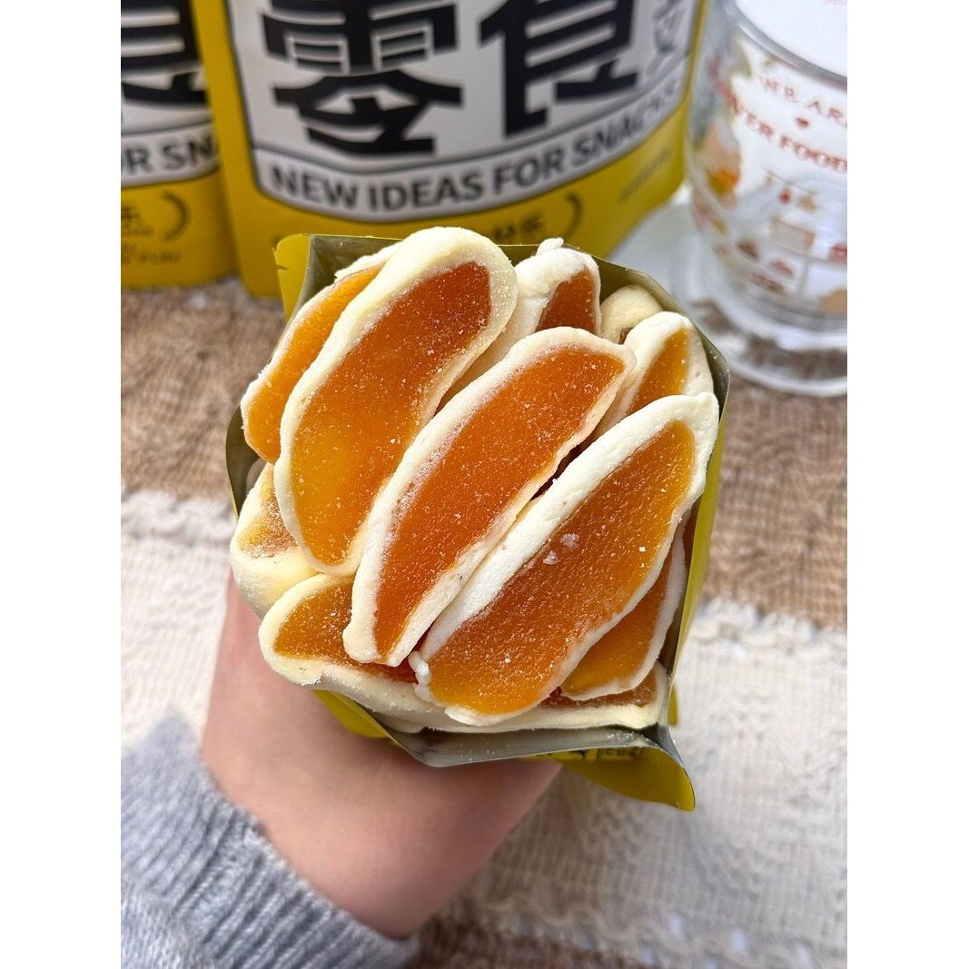 七分乐黄桃奶芙杏干奶香糕点奶牛扎手工解馋果干蜜饯水果网红零食