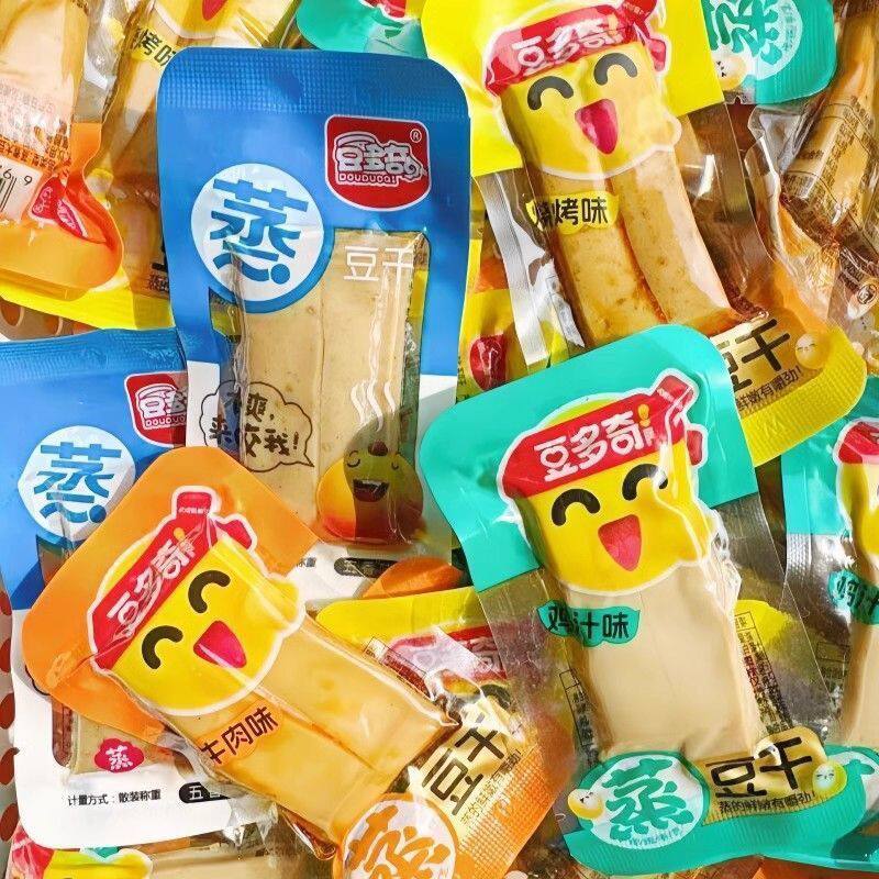 8月)豆多奇蒸豆干混装五香味香辣烧烤味独立包装q弹即食零食