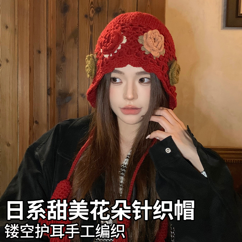 川西旅游帽子显脸小大头围毛线帽