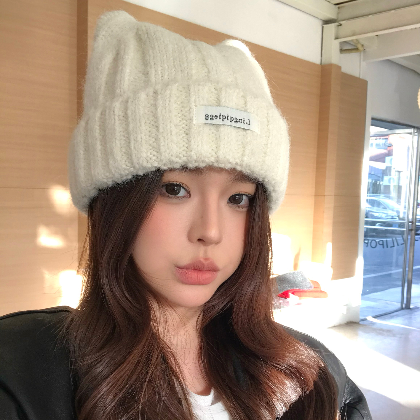 保暖防寒护耳毛线帽大头围显脸小